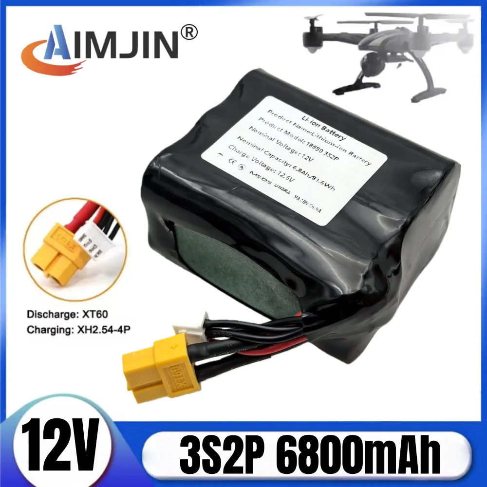 

12V Battery 12.6V 6.8Ah 3S2P Li-ion Use Single Cell NCR18650 Combination Suitable for Parrot Disco and Various Drones