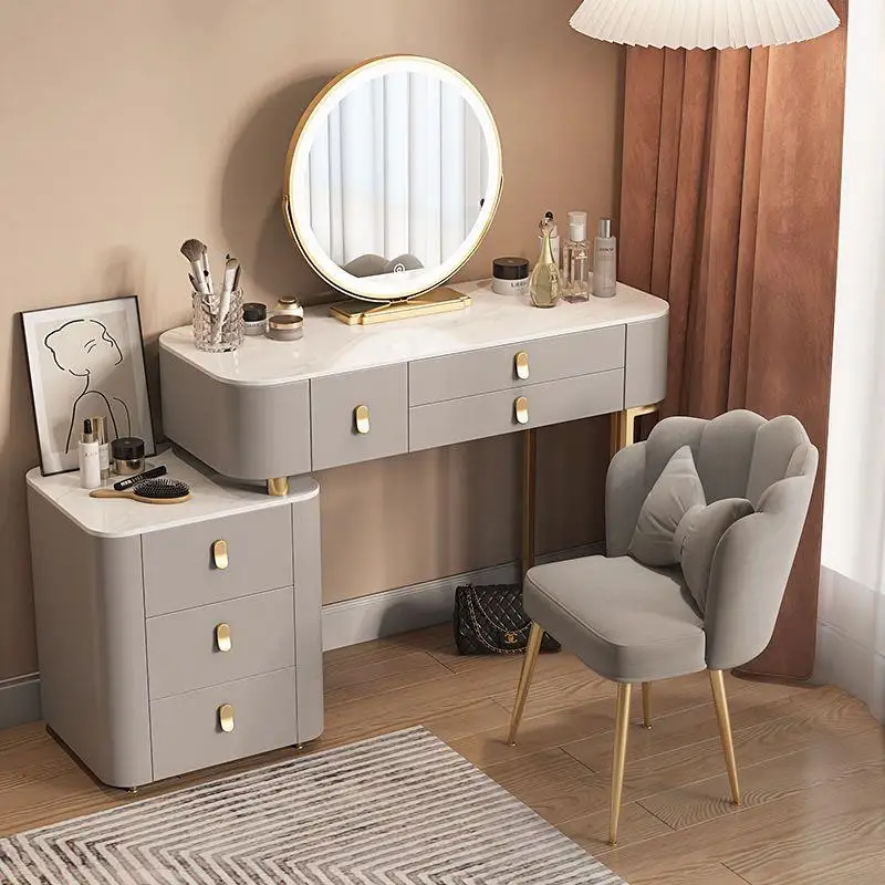 Chair Mirror Modern Dresser Master Gloss Room Natural Wooden Dresser Storage Girls Penteadeira Para Quarto Bedroom Fruniture