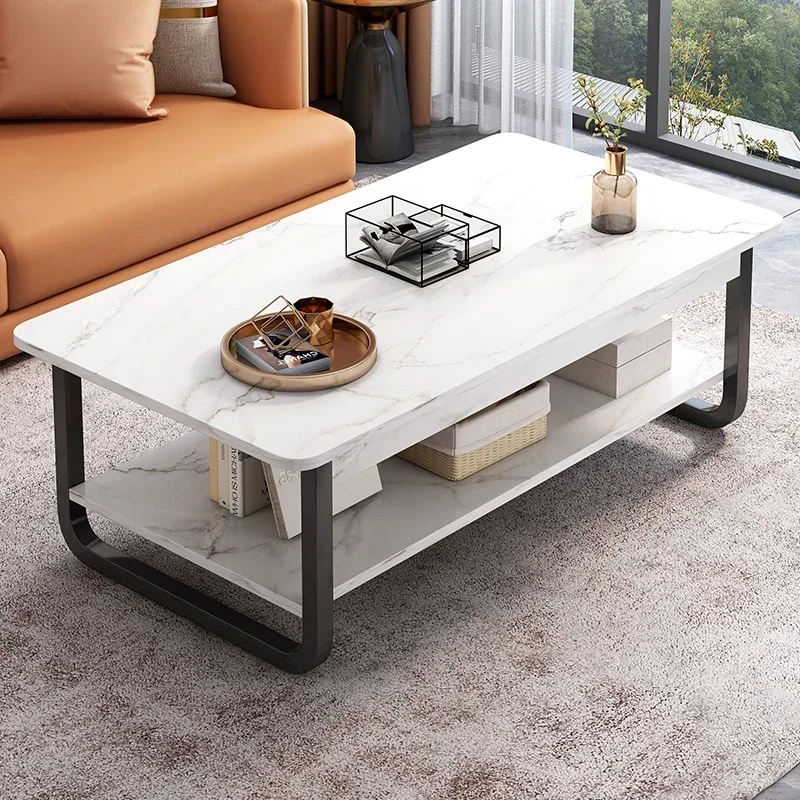 2 Tiers Wood Coffee Table Legs Metal Storage Sofa Coffee Table Rectangle Multifunctional Articulos Para El Hogar Home Furniture