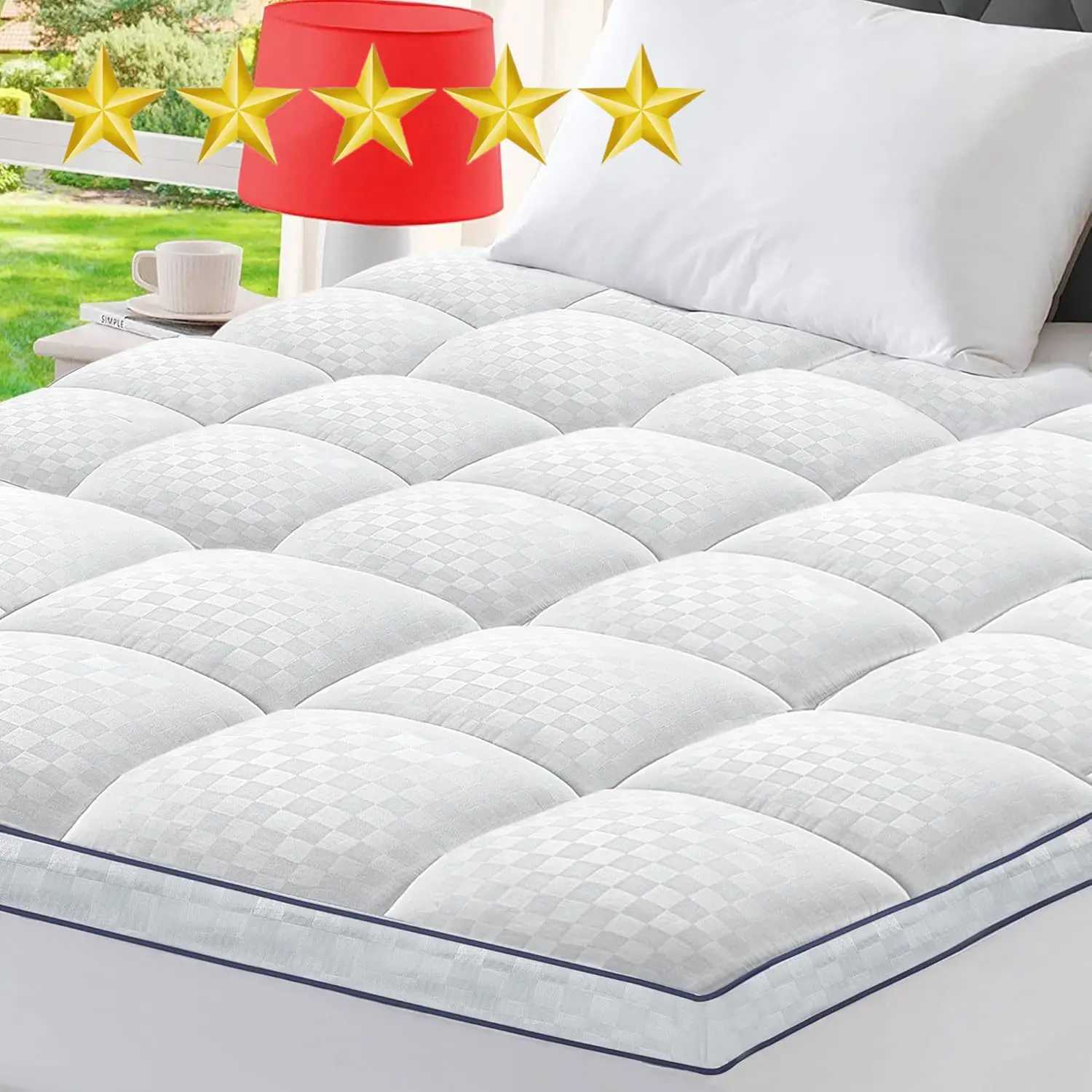 Queen Mattress Topper Extra Thick Pillowtop Mattress Pad Cover Cooling and Plush with 8-21 Inch Deep Pocket 3D Snow Down