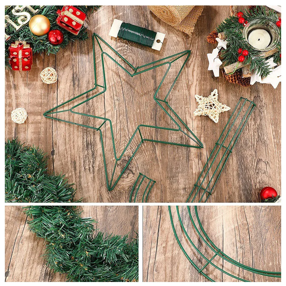 

1Set Star Wreath Frame Iron Material DIY Xmas Decorations Compact Lightweight Home Accessory Wreath Frame