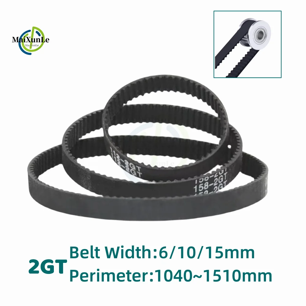 

GT2 Rubber Timing Belt Perimeter 1040-1500mm Width 6/10/15mm Tooth Pitch 2mm 2GT Synchronization is Applicable to 3D Printer