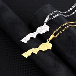 2026New Morocco Map With City Pendant Necklace Stainless Steel For Women Men Gold Silver Color Charm Fashion Choker Jewelry