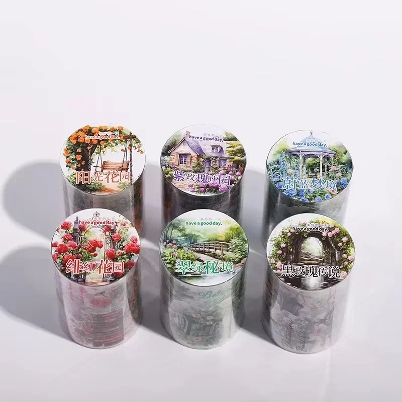 1Roll 2M PET Tape Dreamy Landscaping Cozy Garden Handbook Material Decorative Seal Adhesives Tapes Scrapbook cut 60mm*2m