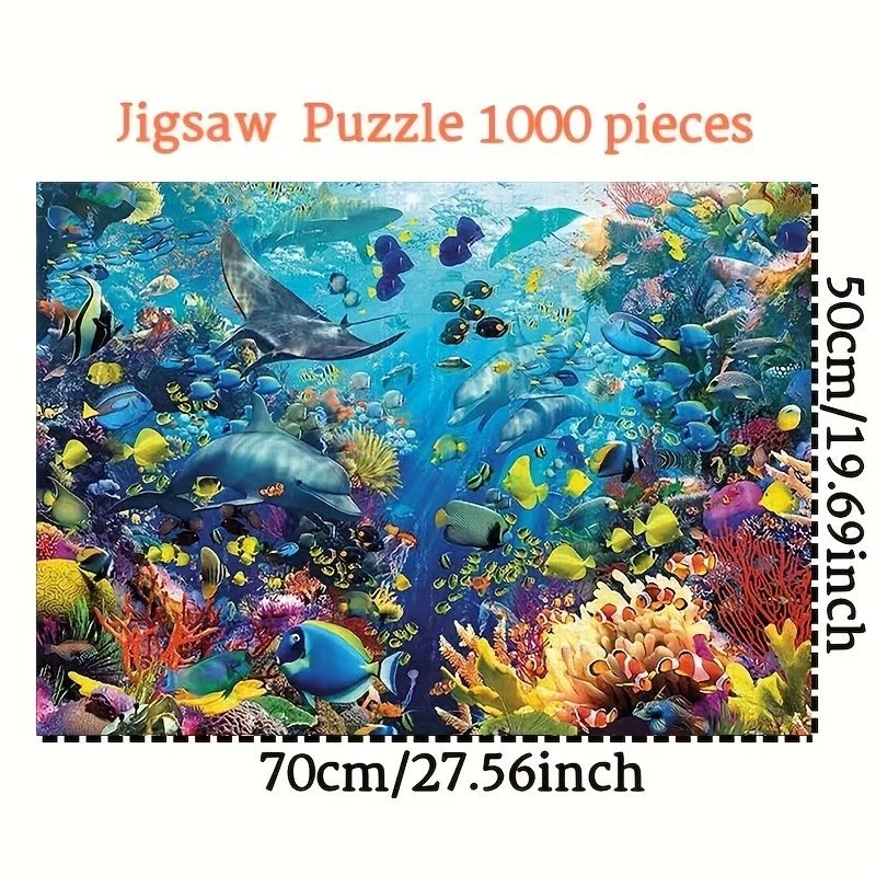 1000피스 수중 세계 직소 퍼즐 - 상어, 열대어, 산호초 디자인 - 도전적인