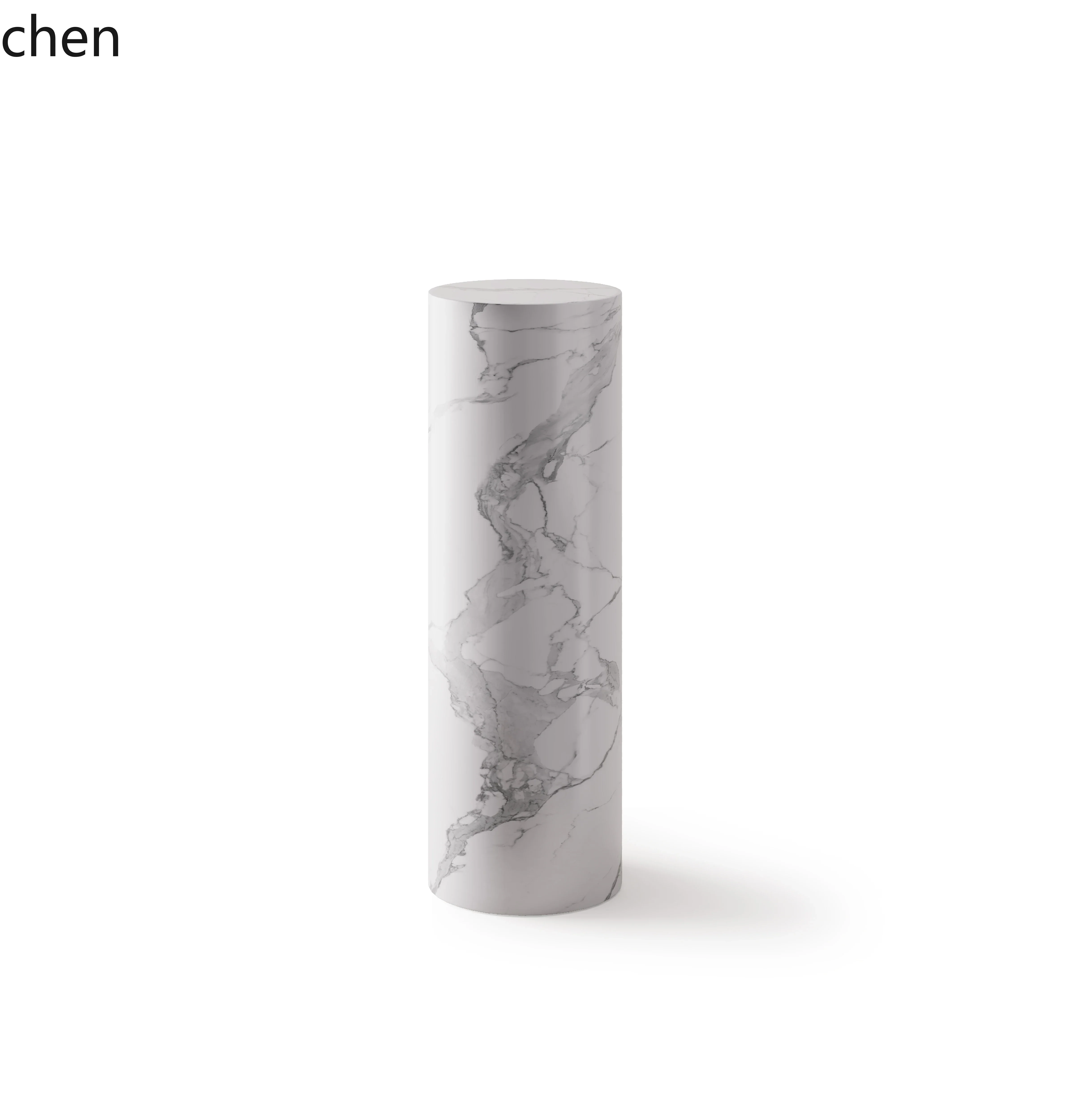 h31- Round Column Marble Ornament Base Living Room Floor High and Low Display Stand Decoration