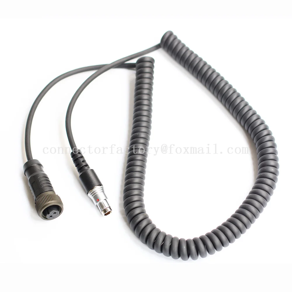 Compatible with CMAC 5209 Accelerometer, coiled cable. Fischer type 103 six pin to two pin MIL ，Length: 2 m (6.56 ft.) coile