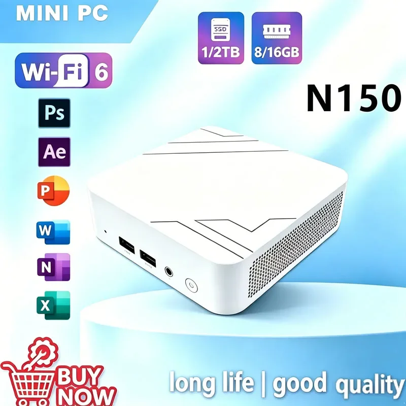 コンパクトポータブルミニpc-n150-16gb-ram-512gb-ssd-bt52-高速ミニデスクトップコンピューター-オフィス・ホームミニホスト