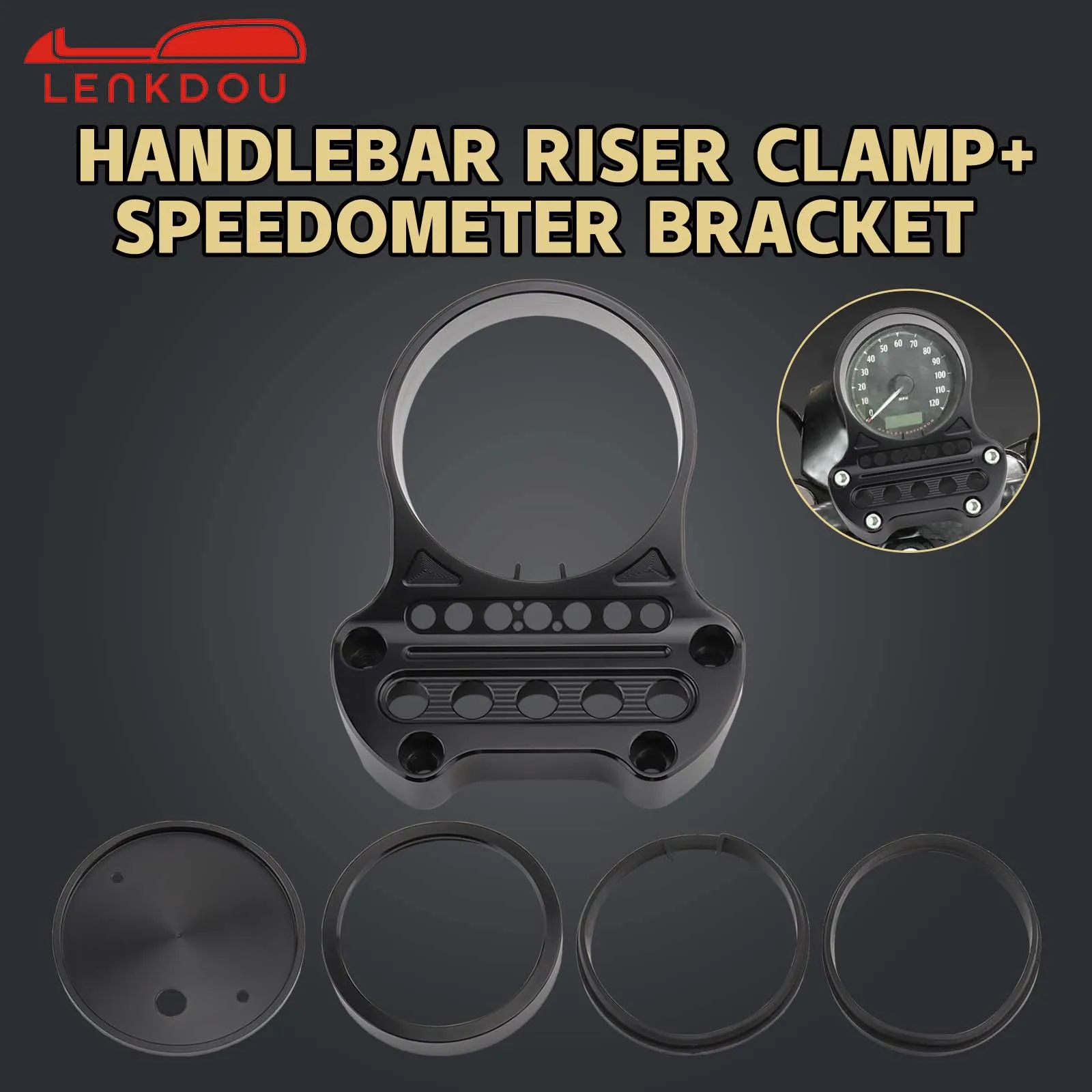 Motorcycle Speedometer Bracket Housing Front Mount Relocation Cover W/ Handlebar Top Clamp For Harley Dyna Sportster XL 883 1200