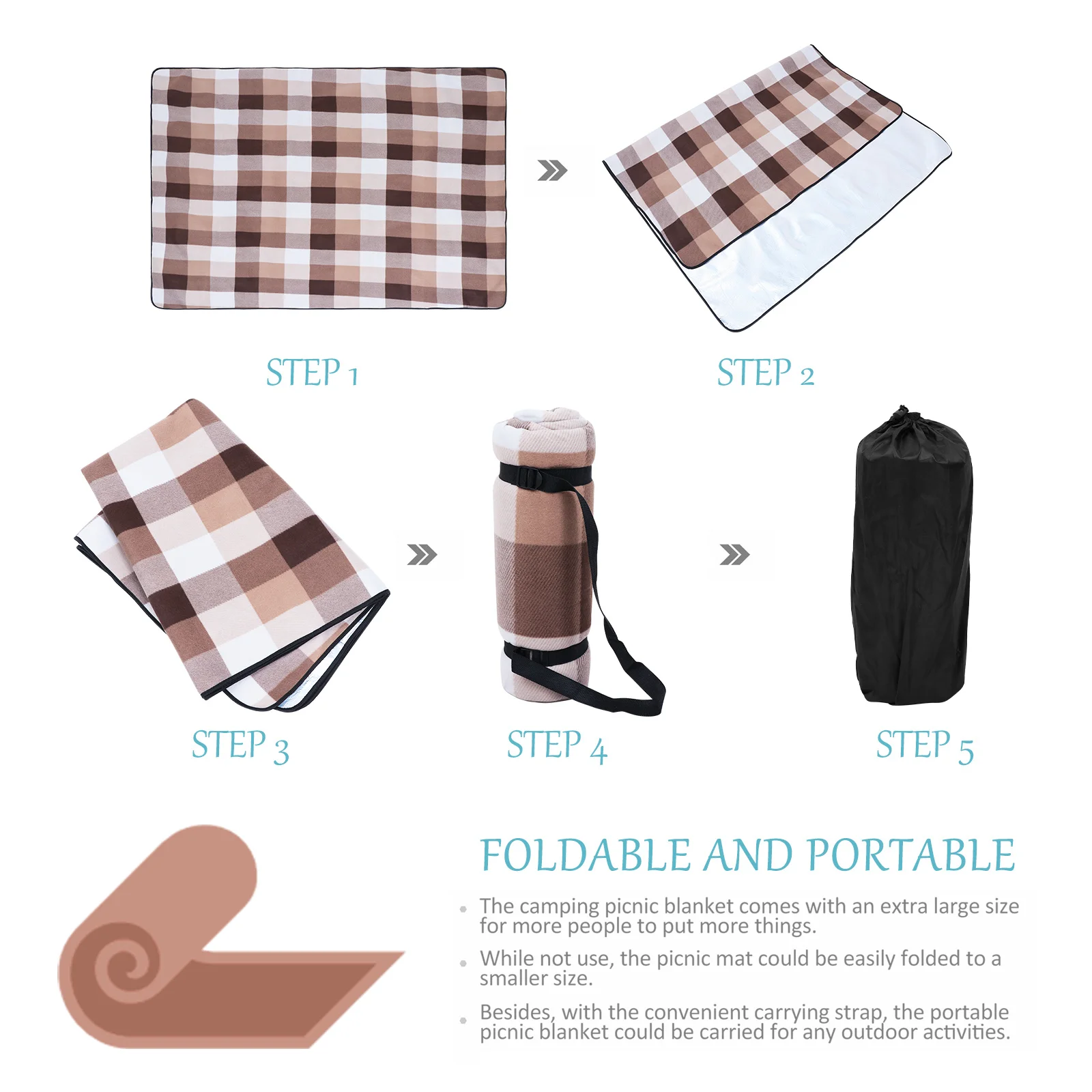 

Mat Premium Material Protect Wet Dirt Twigs Durable Bright Color Outdoor Picnic Blanket Picnic Blanket