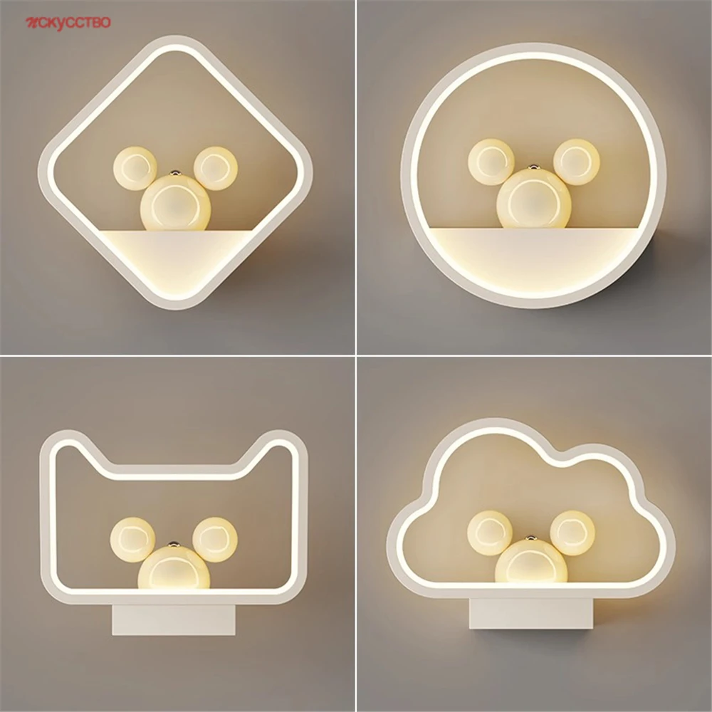 

Nordic Modern Simplicity Geometry Led Wall Lamp Cartoon Kids Bedroom Bedside Sconces Indoor Night Light Exhibition Hall Fixture