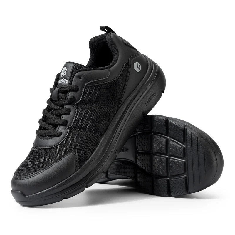 FitVille-zapatos para caminar de ancho para hombre, zapatillas ligeras y transpirables con amortiguación, para alivio del dolor de fascitis Plantar