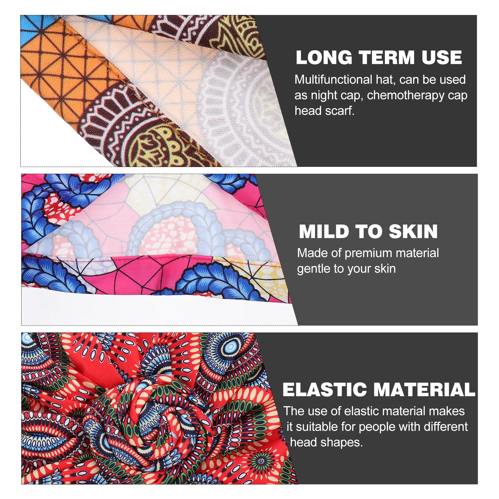 

4 шт., женский этнический тюрбан, завязанные пышные шапки, эластичный шарф на голову, универсальные аксессуары для волос для химиотерапии