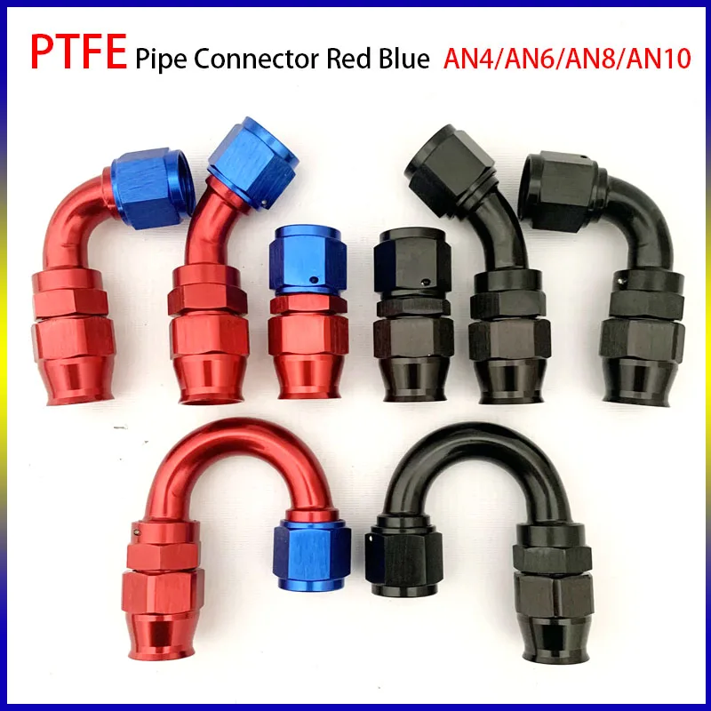 2 pezzi per PTFE olio combustibile linea tubo flessibile raccordo AN4 AN6 AN8 AN10 AN12 dritto 0 ° 45 ° 90 ° 180 ° Adattatore per raccordo