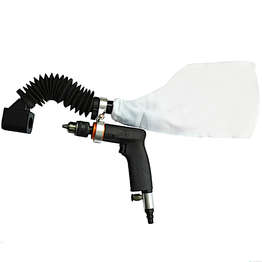 

TY13155V Industrial Pneumatic Central Vacuum Drill 3/8" Chuck 550 Rpm .45 hp Pistol Grip Drilling Dust Collection Attachment