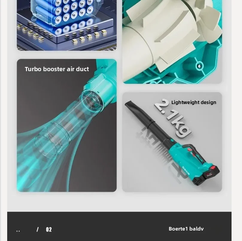 

110V/220V Powerful Cordless Blower Lithium Battery Brushless Car Snow Removal Tool High Speed GH