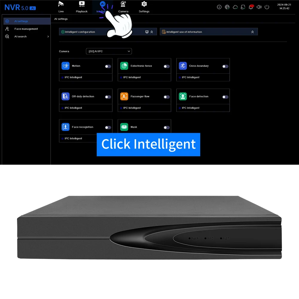 16 Channel 4K AI Face Recognition NVR Kit People Counting H.265 IP66 8MP PoE Network Video Recorder 5MP Security Cameras System