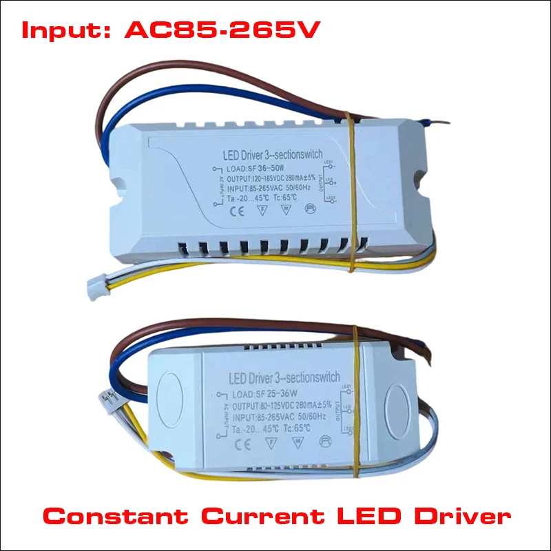 AC85-265V Constant Current LED Driver 280mA 25-36W 36-50W 60-80W For Ceiling Lamp / LED Strip Power Supply Lighting Transformers
