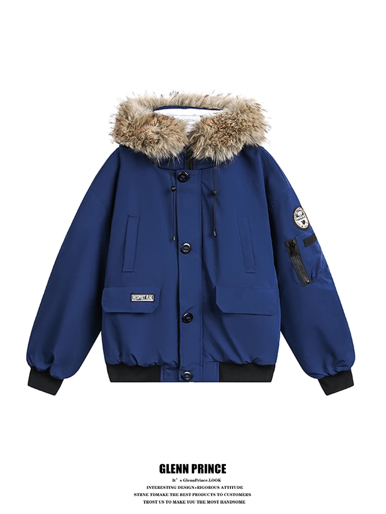 

GPstudio Американская ретро-парка с отстегивающимся меховым воротником, хлопковая куртка для мужчин, зимняя теплая рабочая одежда с капюшоном, хлопковая одежда