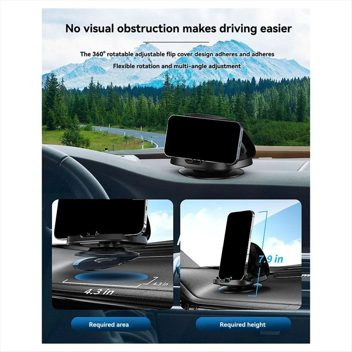 Top Sale Universal Car Phone Holder Upgraded Multifunctional 360° Rotating Car Dashboard Anti-Slip Pad Mat Phone Holder Car