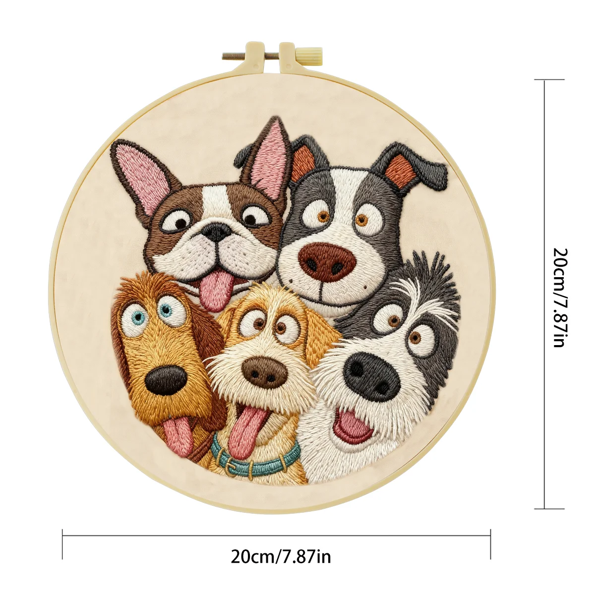 1 Stück 20X20CM/15X15CM 7,87/6,3 Zoll Hundestickerei-Starter-Kit DIY-Kit DIY-Stickerei-Set Handarbeiten Heimdekoration Bastelmalerei – Detail 3