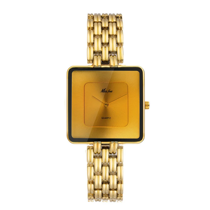 Missfox watch nah osten meist verkaufte produkt mode einfache gold schwarz quadrat quarz dame paar uhr