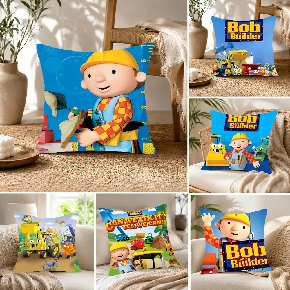Cheerful Animation B-Bob the Builder Cushion Cover Fluffy velvet Nordic style plush Living room sofa decorative