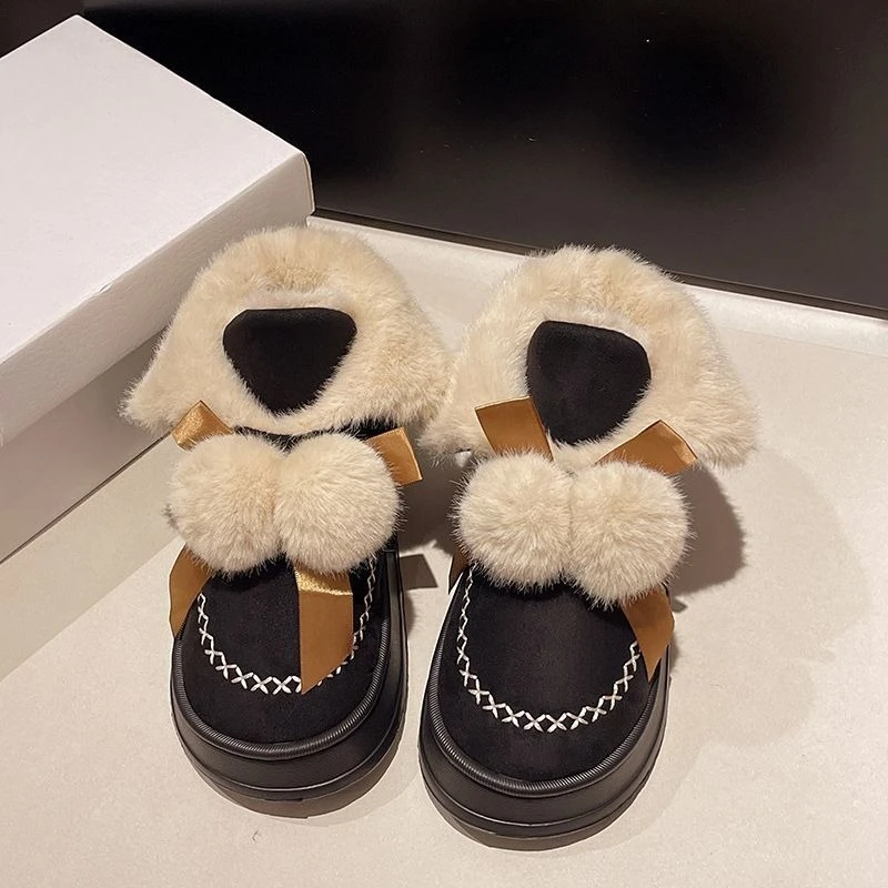 Cotton Snow Boots for Women Ankle Soft New Rock Y2k Goth Winter 2025 Novelty Trend Furry Sale Hot Large Size Warm In Woman Shoes