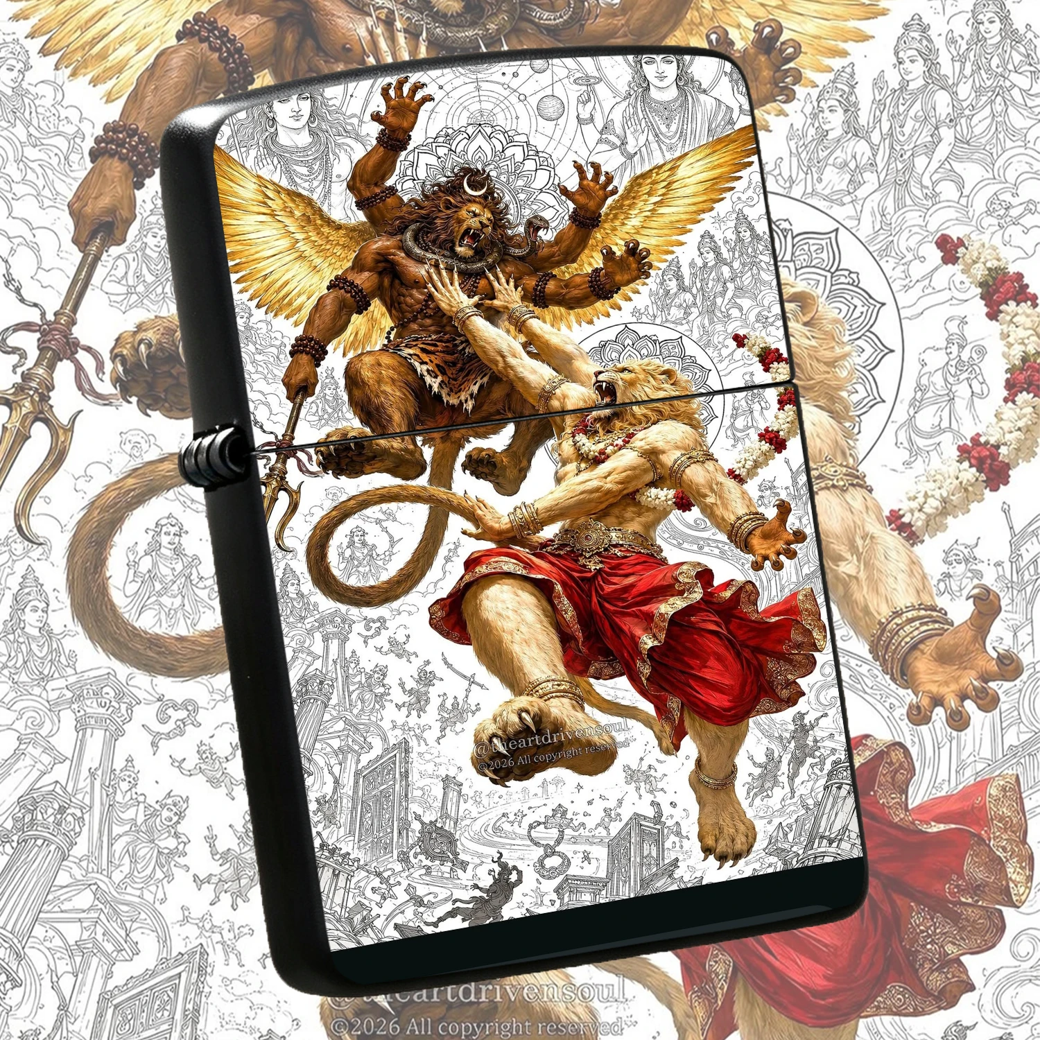Hindu Mythology Narasimha Themed Art Lighter Portable Versatile Daily Use Accessory Exquisite Cultural Collectible Ideal Gift For Festival Home Decor Travel And Any Occasion With Stunning Detailed Artwork A Humorous And Interesting Lighter