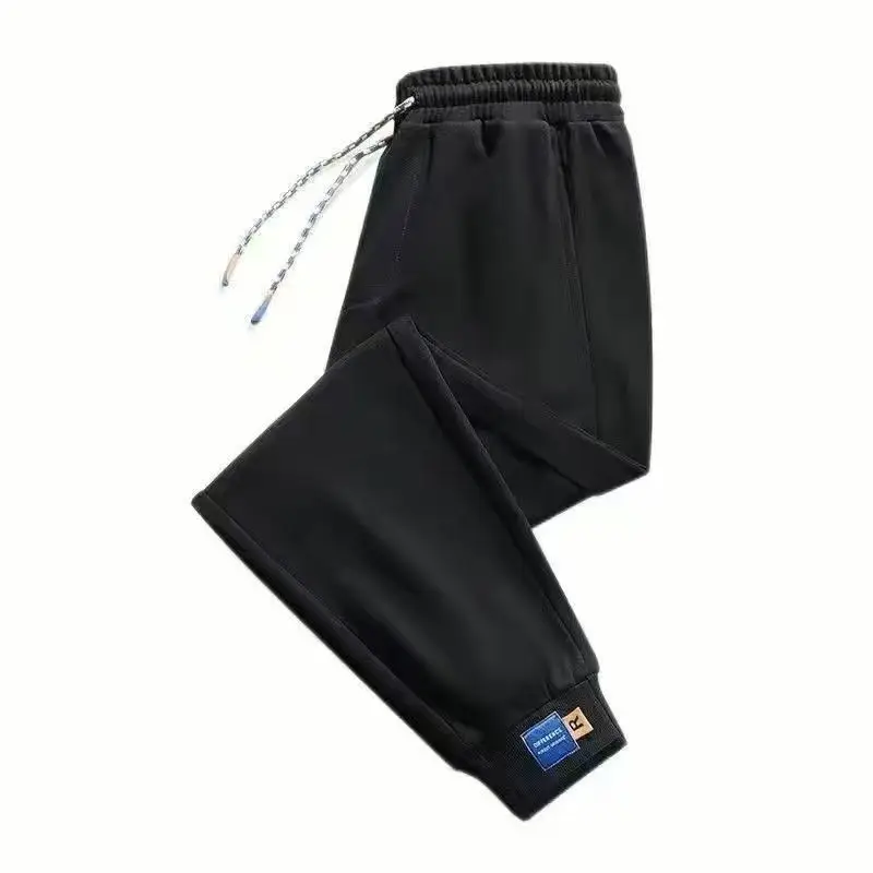 2026 Trendy Men's Loose Cuffed Casual Pants Solid Color Sport Sweatpants Spring Fall