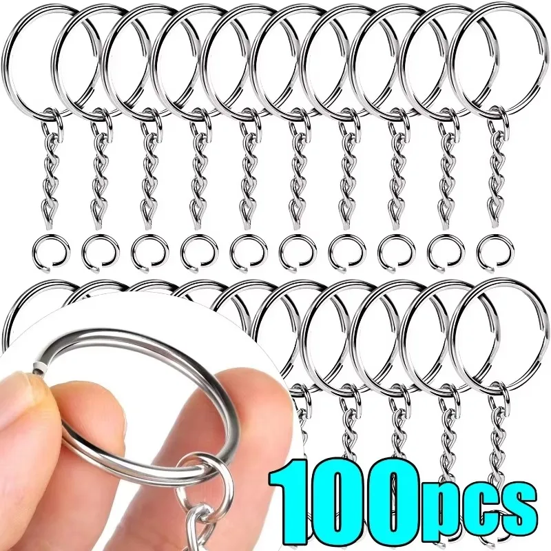 20/100 قطعة معدنية فارغة كيرينغ المفاتيح سبليت خواتم الموجودة في قاعدة المفتاح حلقات المفاتيح مشبك قفل مفتاح سلسلة مفتاح قلادة حلقات الفولاذ المقاوم للصدأ #3