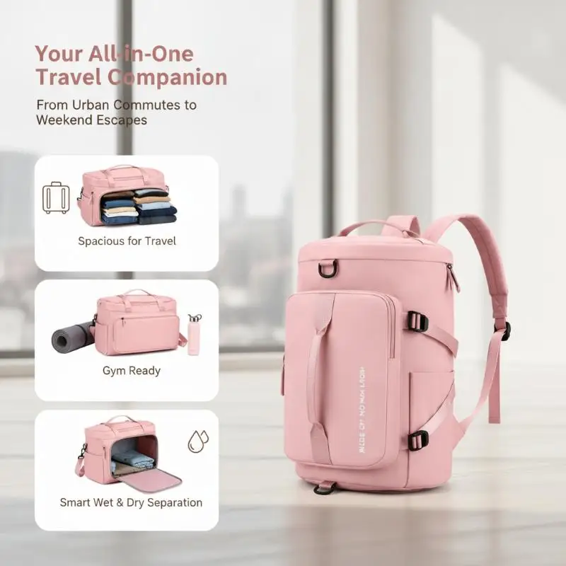 Water Resistant Large Capacity Travel Backpack Multi Carry Options For Gym