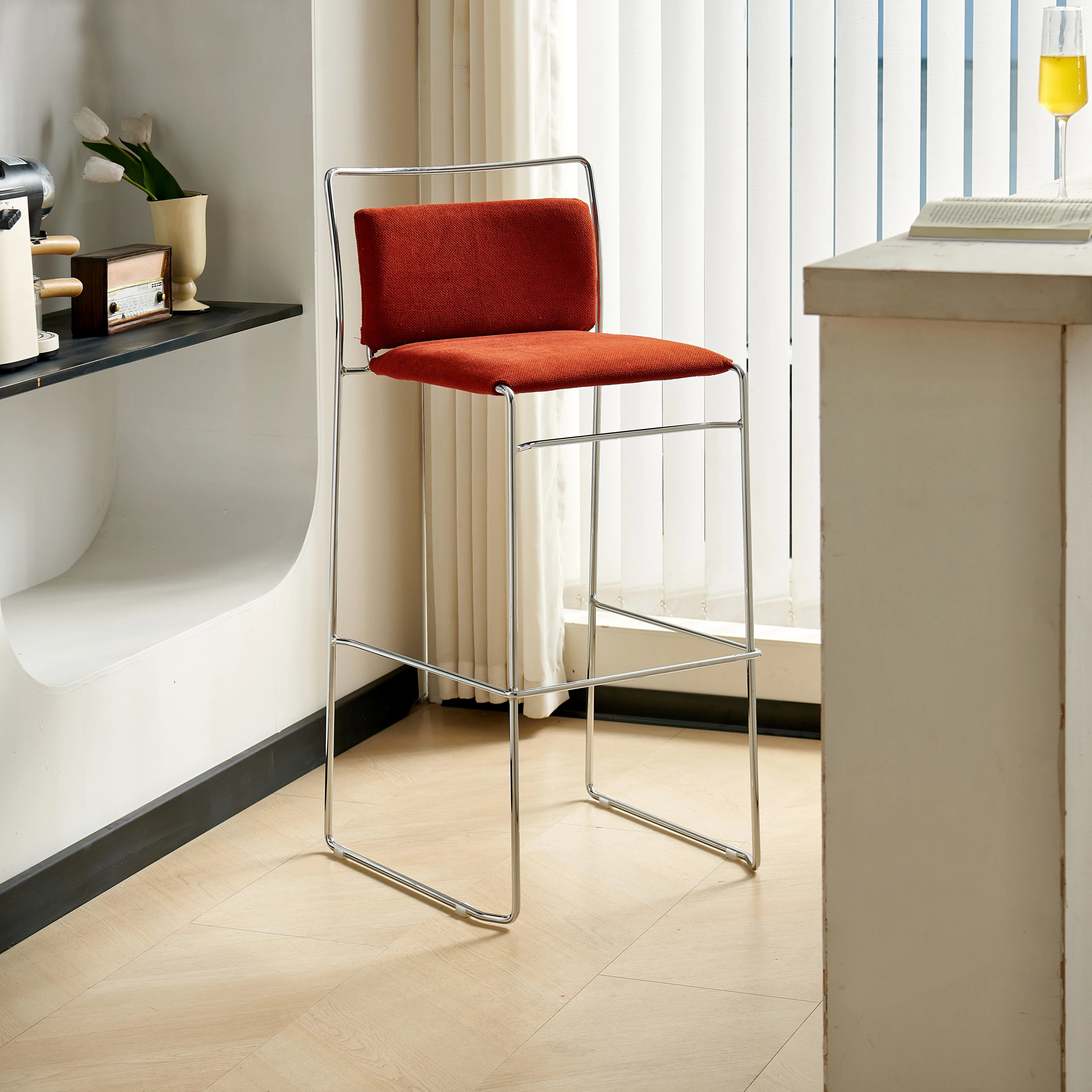 레트로 홈 하이 체어 디자이너 창의적 라이트 럭셔리 바 스툴 소형 아파트 등받이 아일랜드 체어