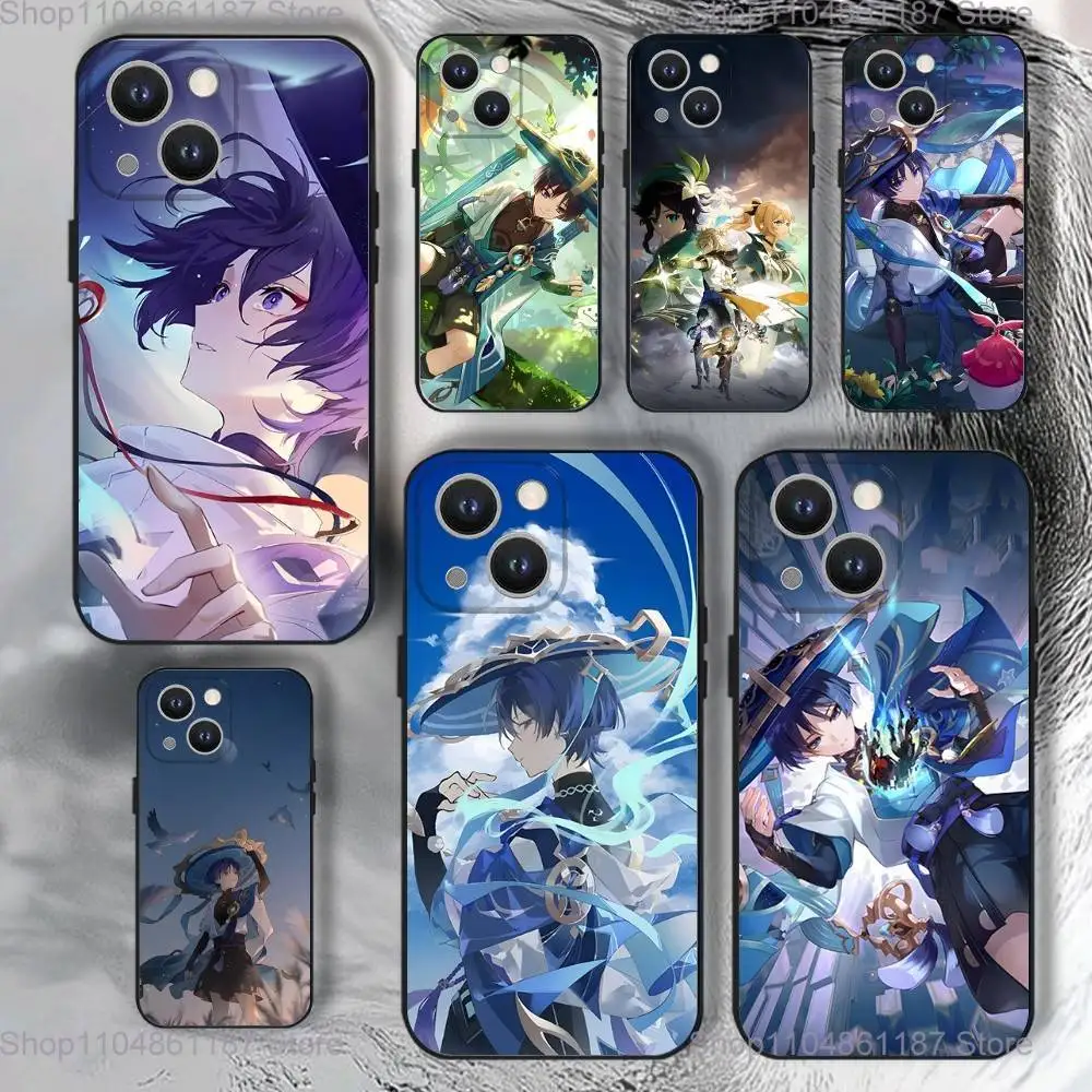 

Scaramouche Genshin Impact Phone Case For iPhone 17,16,15,14,13,12,11,Pro,XS,Max,XR,Plus,E,SE4,Mini Black Soft Cover