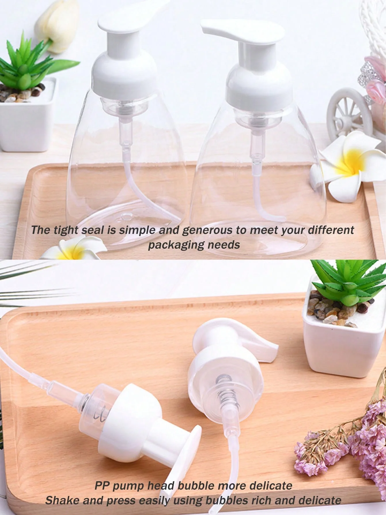 قطعتان من زجاجات مضخة توزيع الصابون الرغوي البلاستيكية الشفافة، موزع رغوة الصابون السائل القابل لإعادة الملء، للصابون السائل والشامبو والجسم #4