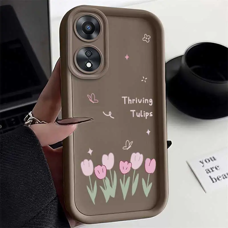 Thriving Tulips – coque élégante pour OPPO A18, avec finition Flexible, raffinée pour A 16 78 54s 60 58 57s 16s 77s 3 3x94 77