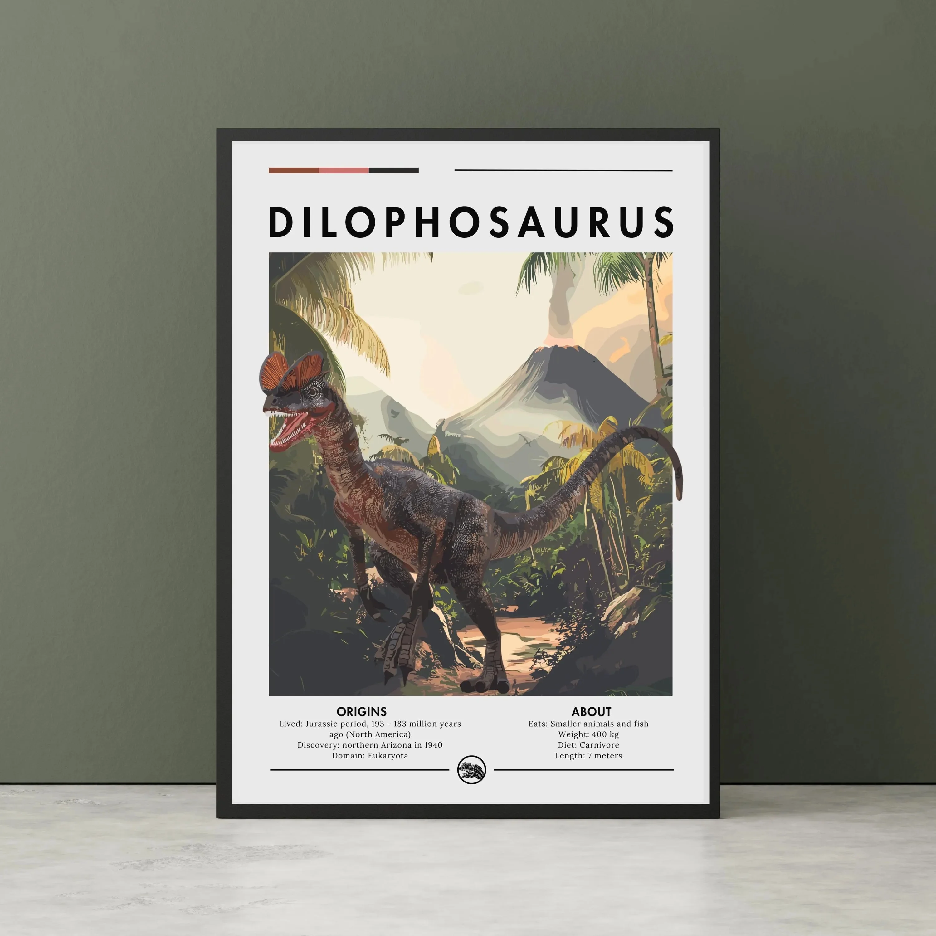 Jurassic Period Dinosaur Poster Stegosaurus Wall Art  Herbivore Dinosaur Volcano Kids Poster Dinosaur Wall Art Gift for Child