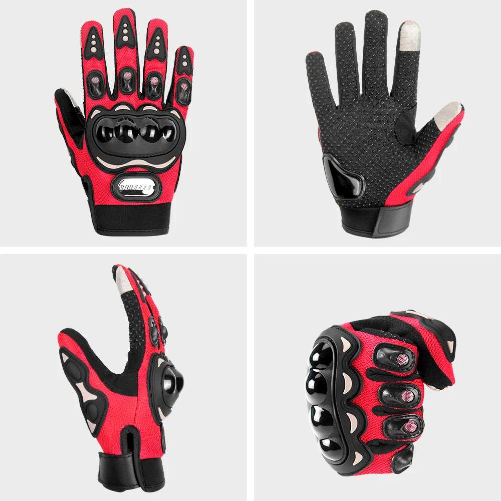 Red Motorcycle Gloves Touch Screen Motocross Motorbiker Gloves Non-slip Riding Gloves Protective Anti-fall Guantes Moto M-2XL