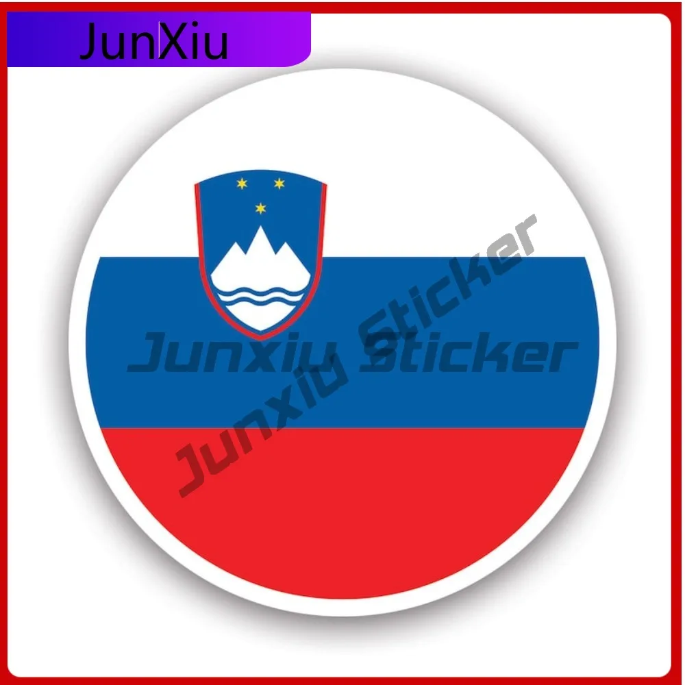 

Round Slovenian Flag Sun Resistant Fade Resistant Cartoon For Rear Windshield Car Body Laptop Easy Apply Removable Accessories