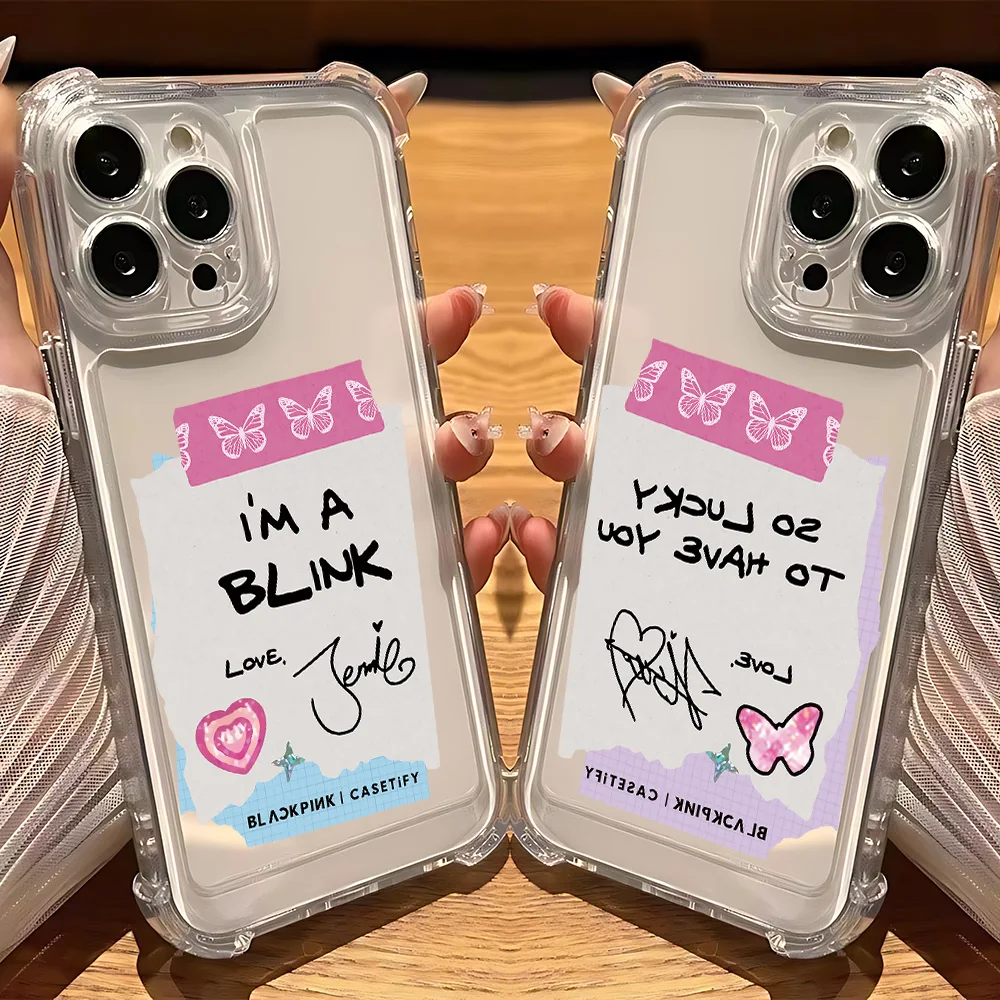 B-BLACKPINKS Signature Phone Case For SamsungA05 A06 A12 A14 A15 A22 A23 A24 A25 A32 A34 A35 A52 A53 A54 A55 A73 5G Transparent