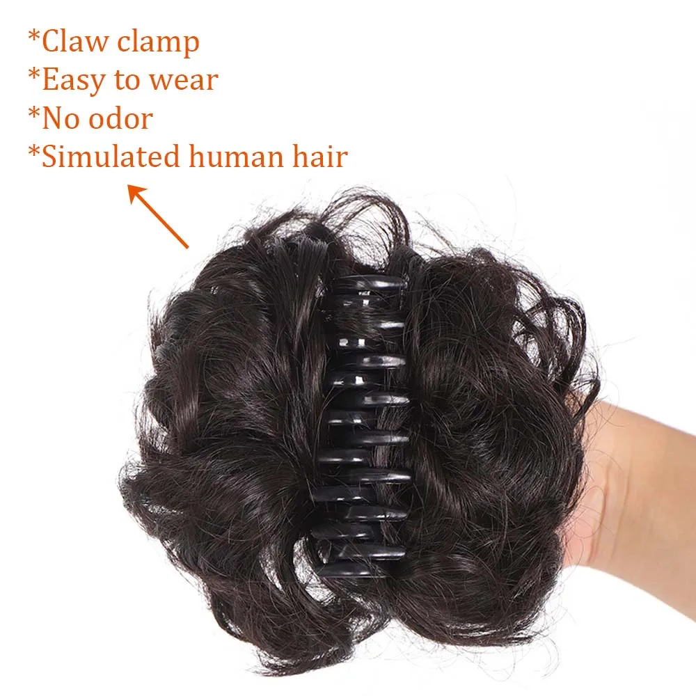 Synthetic Claw Chignon Curly Hair Bands Messy Bun Hairpiece for Women Scrunchy Natural Fake False Hair Heat Resistant Black