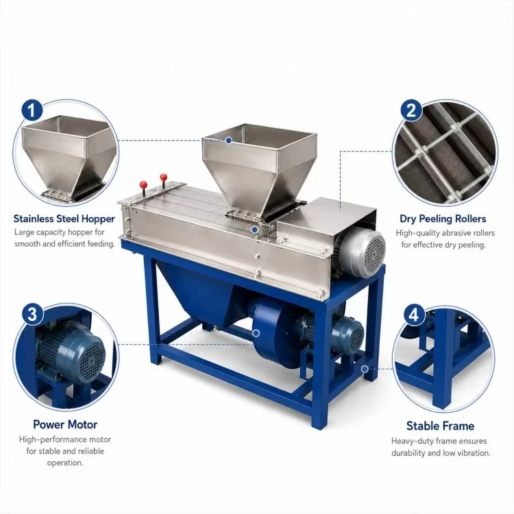 Automatic Peanut Peeling Machine Roasted Peanut Peeling Machine SUS 304 Material High Efficiency 200kg/h Capacity Food Industry