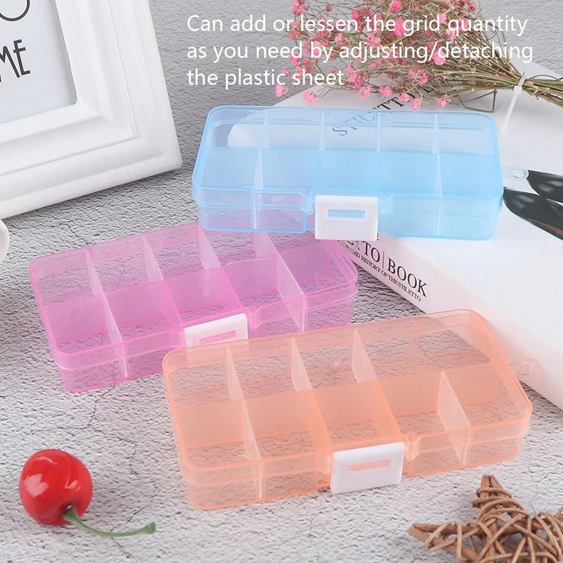 

Practical Adjustable 10 Compartment Plastic Storage Box Jewelry Earring Bead Screw Holder Case Display Organizer Container