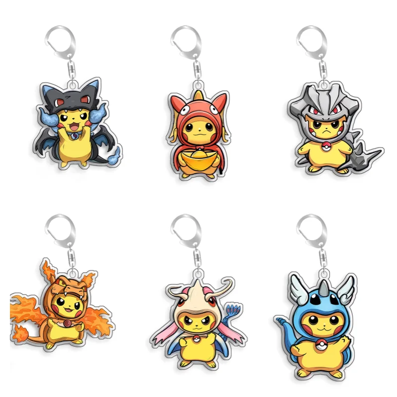 For Pokemon Elf Qikchu Slowbro Charizard Togekiss Selfmade Acrylic Cute Popular Cartoon Anime Keychain Pendant Toy Gift 5cm
