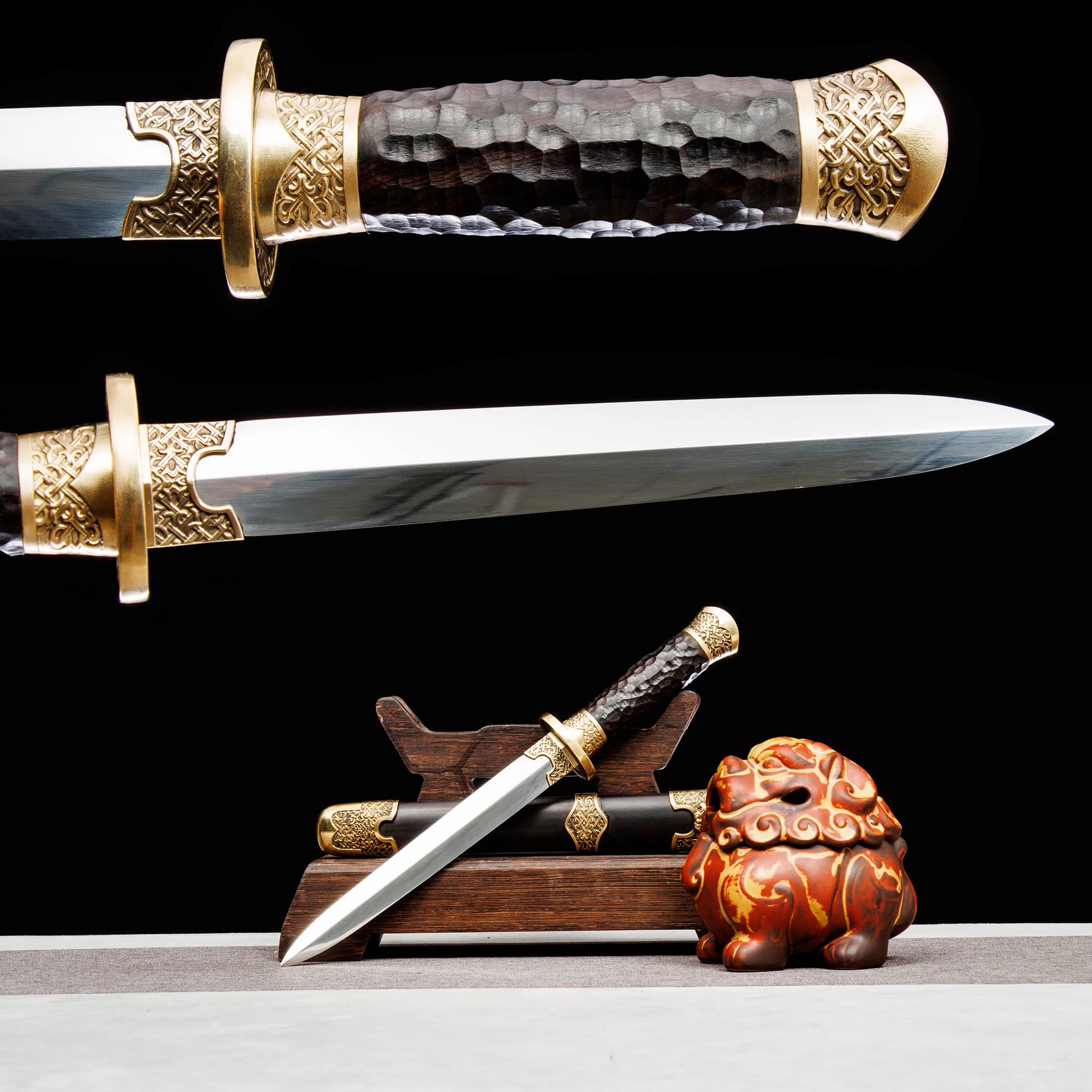 34cm Medieval carbon steel sharp samurai sword Combat preparation Weapons katana full tang Ninja Kung fu Shirasaya Wood Sheath