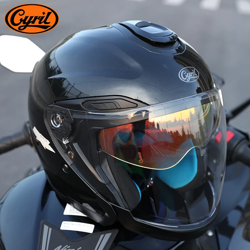 

Мотоциклетный шлем с двойным козырьком CYRIL R18, мотоциклетные шлемы с открытым лицом для мужчин и женщин, Cascos Para Moto Helmet