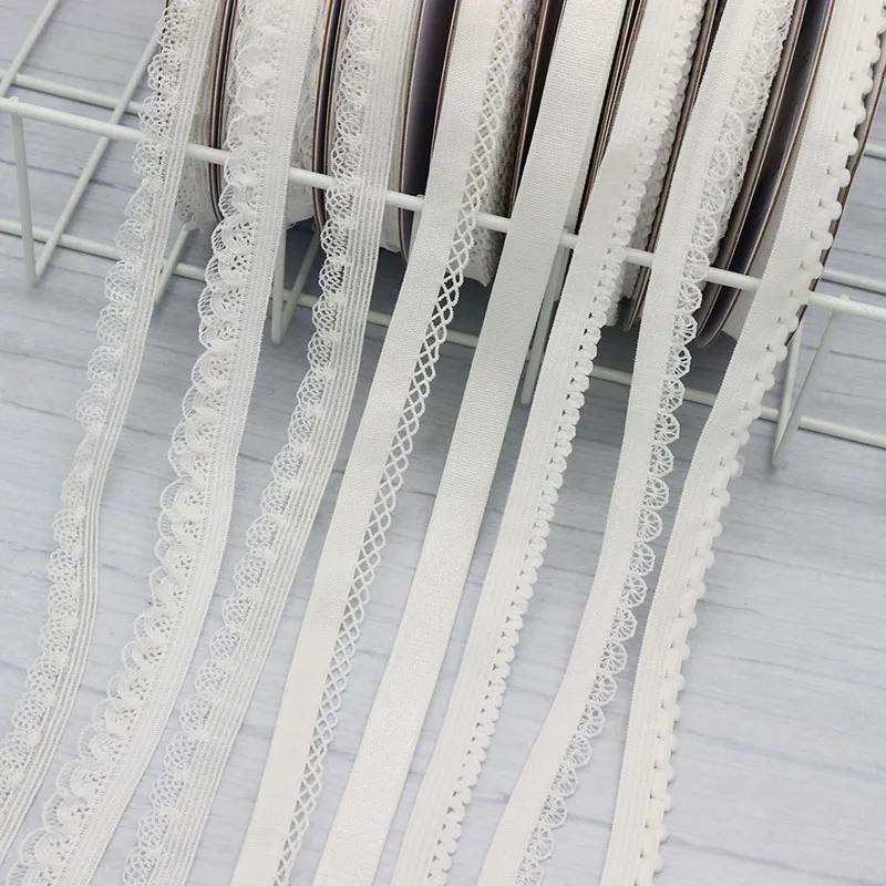 Wholesale White Black Single Edge Loop Lace Stretchy Trim Elastics Spandex Bands Ribbon For Underwear Lingerie DIY Sewing Craft
