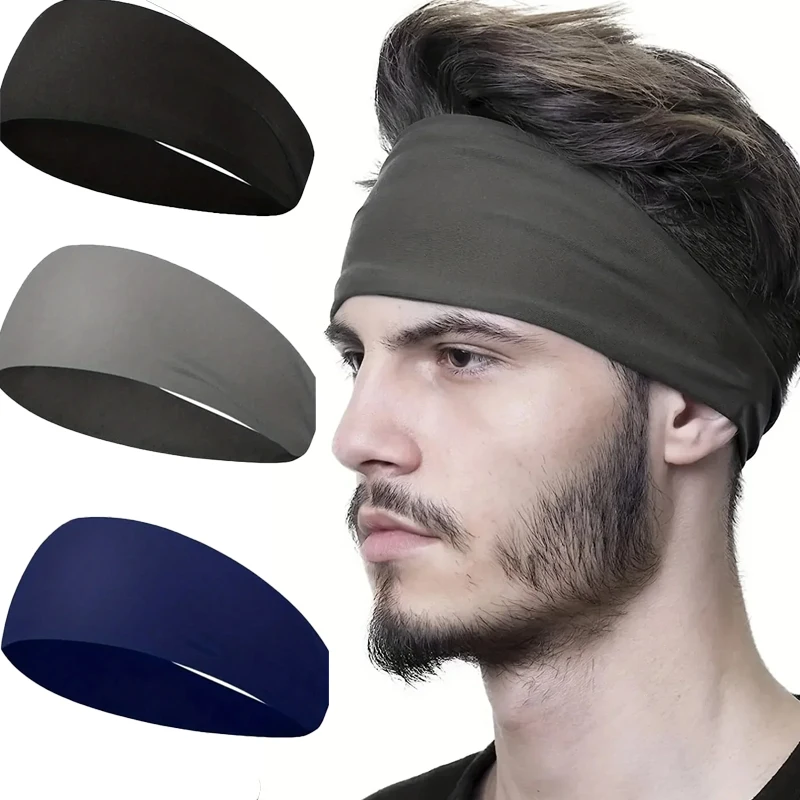 Atmungsaktives Sport-Stirnband, Schweißband, dehnbar, elastisch, für Fitnessstudio, Fitness, Laufen, Yoga, Männer und Frauen, Kopfbedeckung, schnell trocknende, saugfähige Haarbänder
