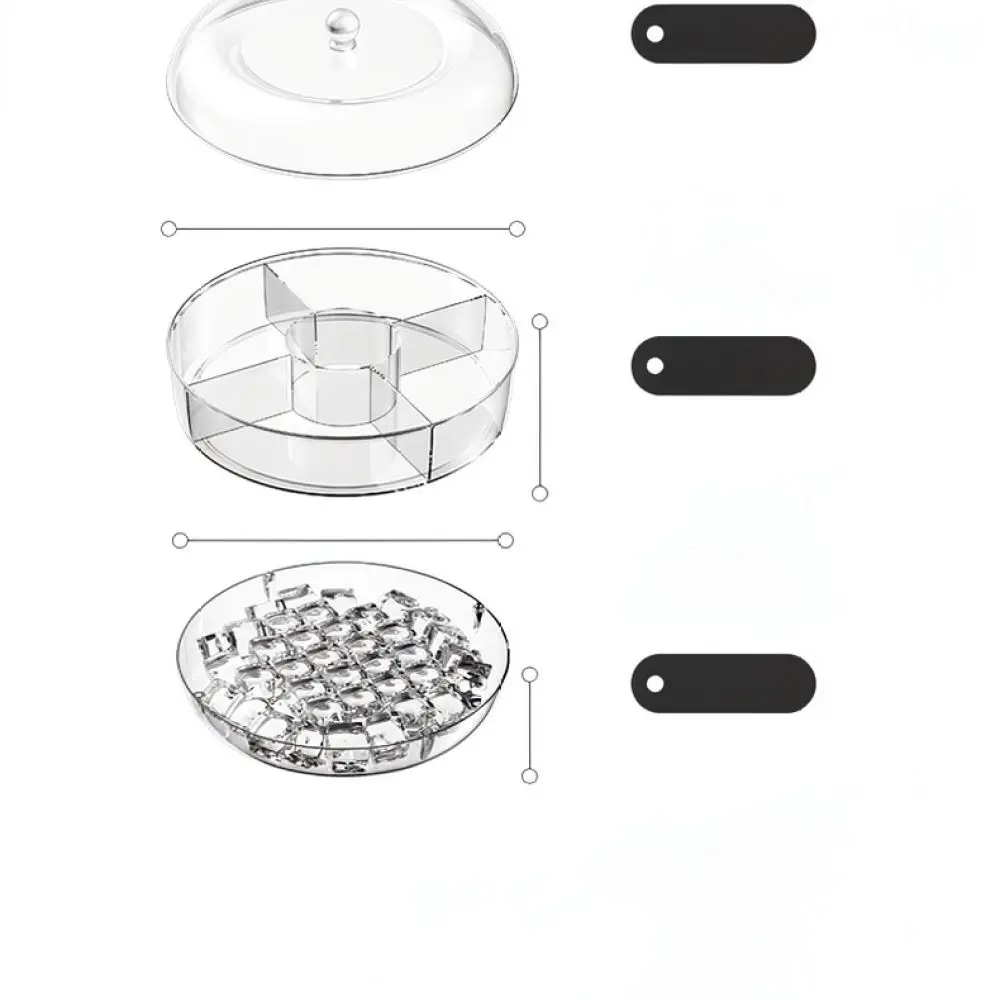 Rotating Food Storage Organizer For Fridge Divided Salad Vegetable Tray Clear Plastic Container Kitchen Fresh Keeper