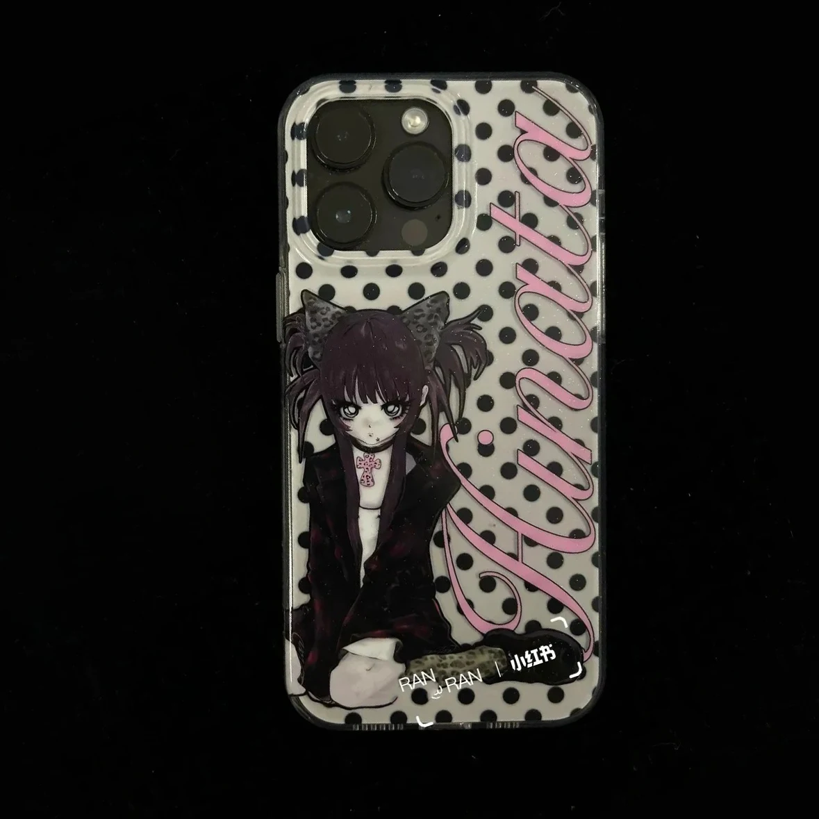 Schwarze Polka-Dot Niedliche Y2K Mädchen Handyhülle für Samsung Galaxy A37 A57 A17 A56 A36 A26 A73 A55 A54 A53 A52 A34 A33 A23 A14 A13 4G5G